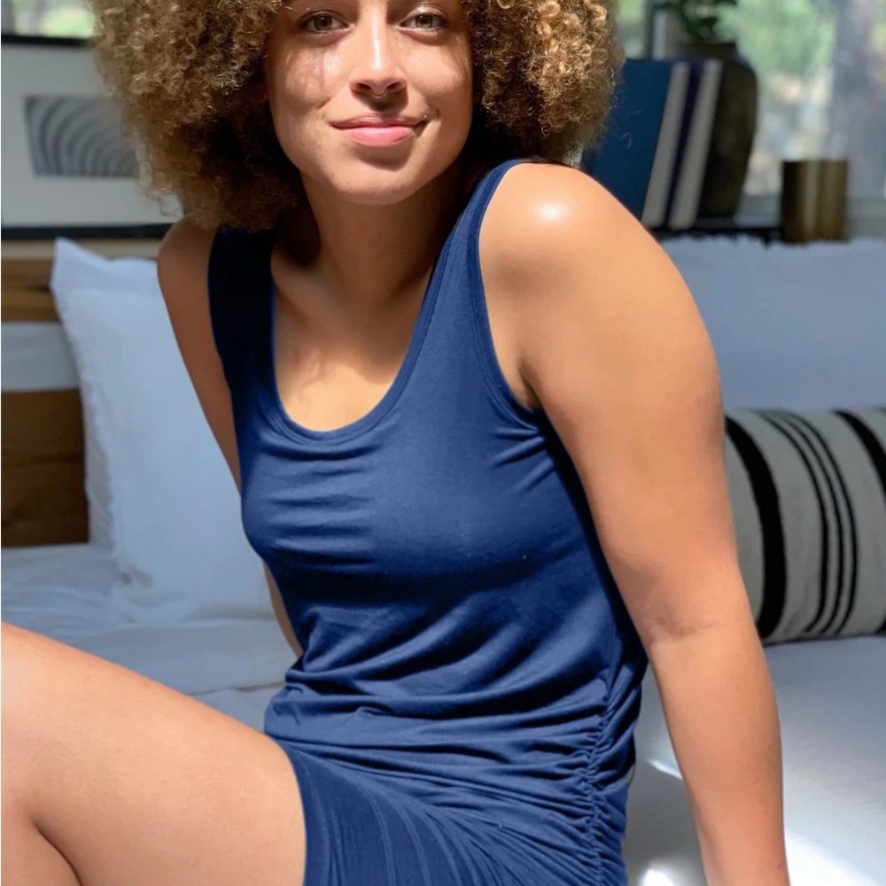 Blue Sleeveless Scoop Neck Bodycon Mini Dress